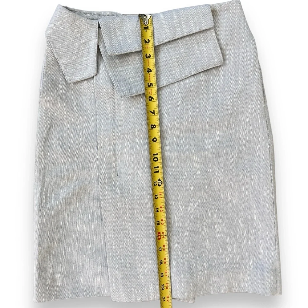 COS Knee Length Cotton Twill Gray Folded Wrap Waist Skirt